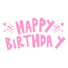 Pink Happy Birthday Lettering Design