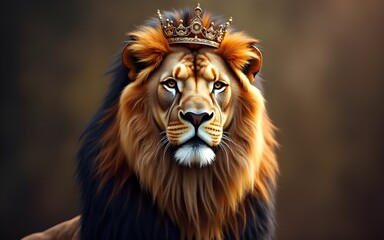 Fototapeta premium Lion with a King crown. Jesus, the Lion. High quality