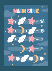vector illustration in flat style. math game for kids