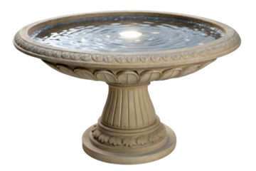 PNG Elegant stone birdbath with rippled water in classic design