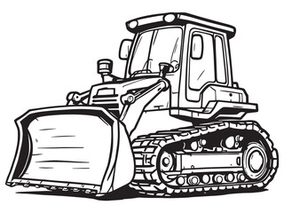 Naklejka premium Bulldozer vector line art