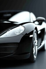 Sleek Black Sports Car with Shiny Wheels and Modern Design