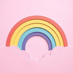 Obraz premium Rainbow Paper Cut Background in Pastel