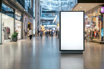 Blank Advertisement Billboard in Modern Shopping Mall
