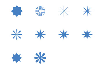 Collection of Blue Geometric Shapes and Icons Vector