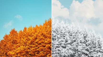 Autumn and Winter Contrast in Nature's Landscape Imagery