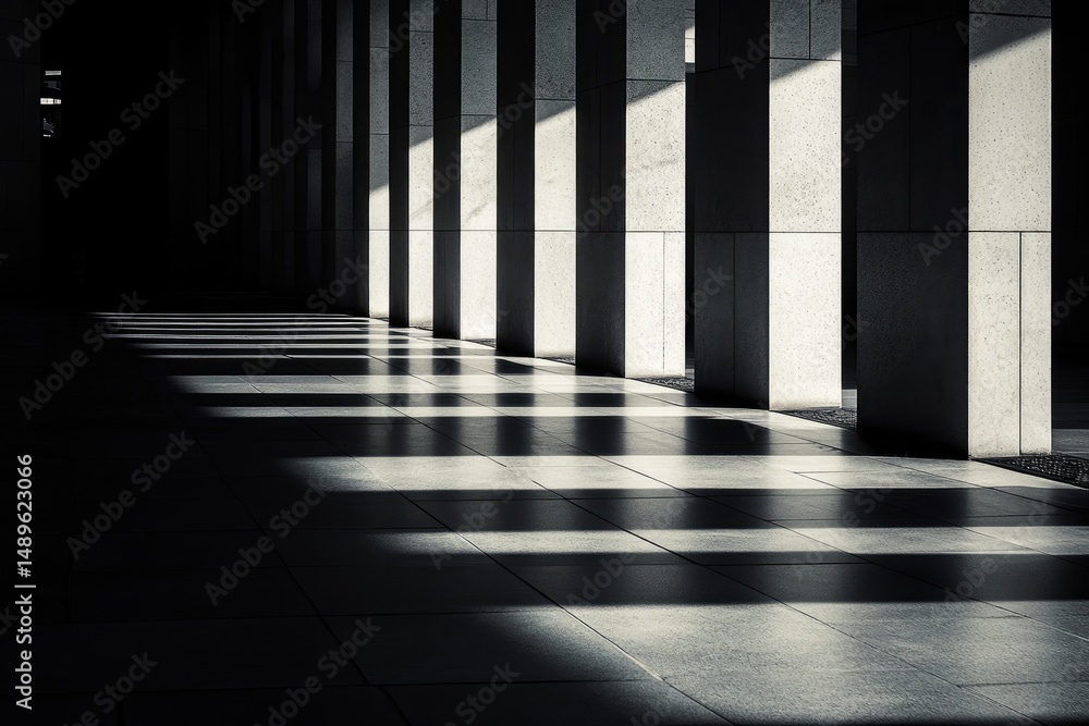 Poster sunlight filtering through colonnade