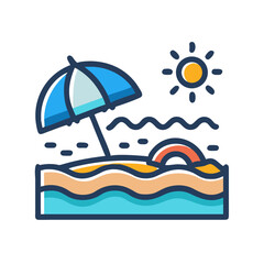 Beach Scene Symbol Representing Coastal Vacation and Seaside Relaxation