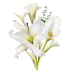 Fototapeta premium Png lilies flower sticker, botanical design in transparent background