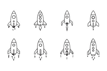 Rocket line art and black color