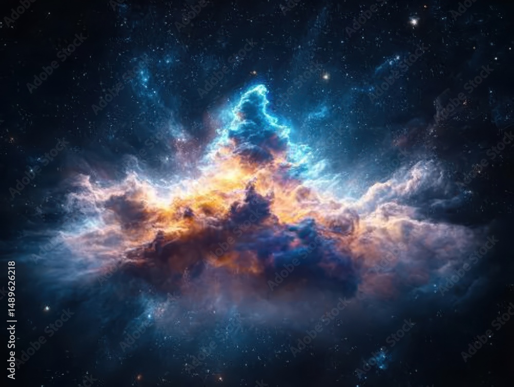 Poster cosmic explosion of colorful nebula outer space digital art vast universe celestial viewpoint astron