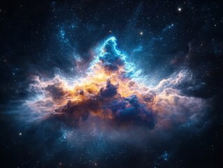 Fototapeta premium Cosmic explosion of colorful nebula outer space digital art vast universe celestial viewpoint astronomical concept