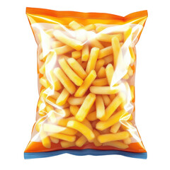 Frozen French Fries in Plastic Bag, Isolated, isolated on transparent background.
