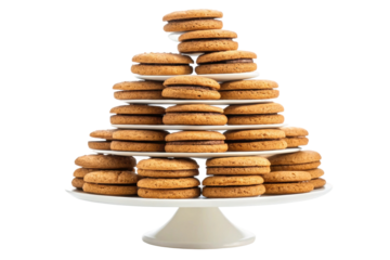 PNG Tiered display of homemade ginger cookies on elegant white stand