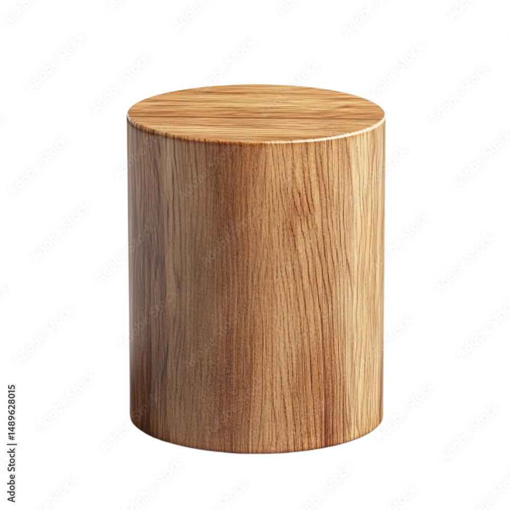 Poster wooden cylinder shape object on white background simple design element