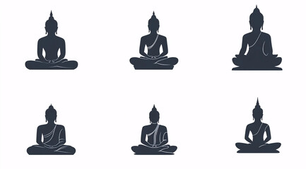 Meditating Buddha Silhouettes.