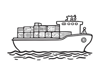 Container Ship vector line art