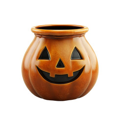 Fototapeta premium Festive Halloween pumpkin bowl candy container happy jack o lantern design autumn spooky treat