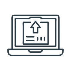 Laptop with Upload Arrow Icon Representing Online Shipping or Digital Delivery