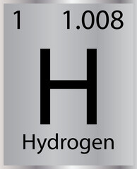 Hydrogen Silver & Black Contrast Periodic Table Tile Icon