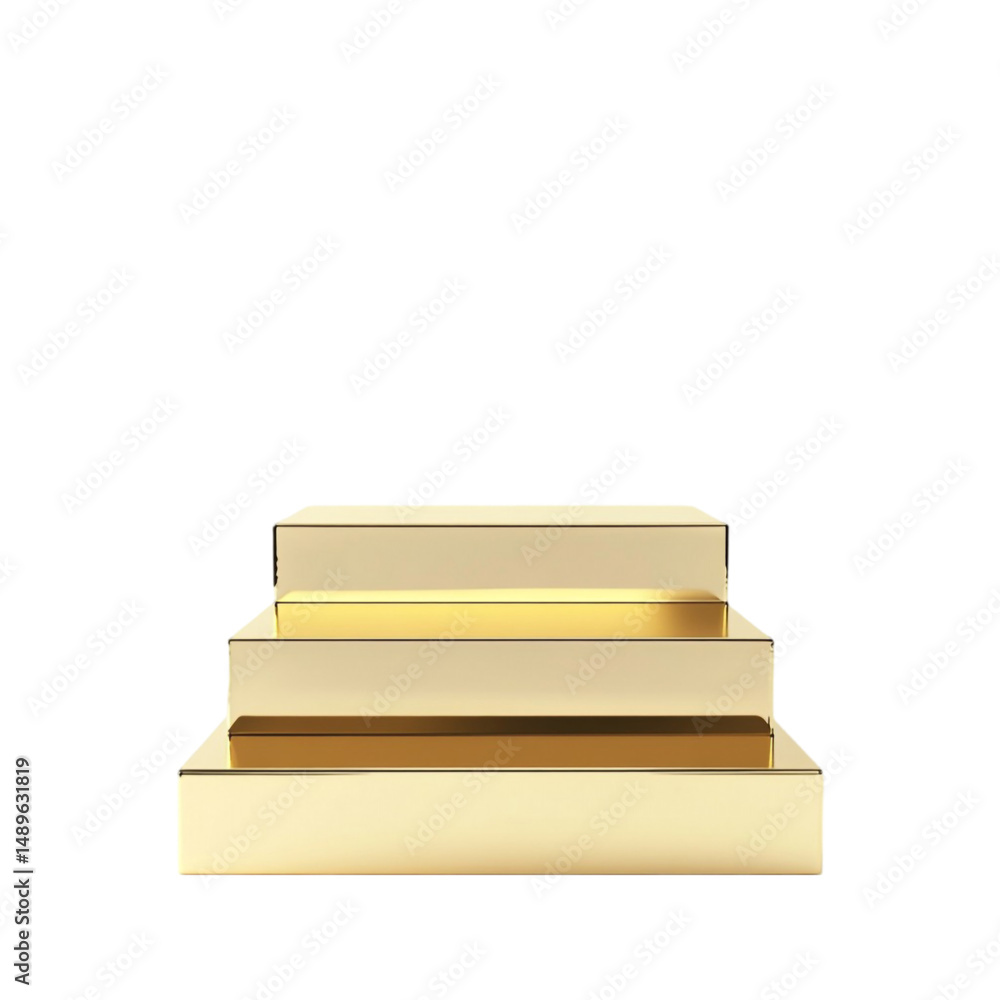 Poster gold layered platform display stand design three levels