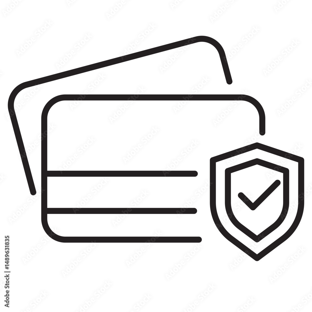 Canvas Prints vector of credit card with shield in linear style suitable for fintech security icon