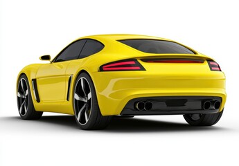 Bright Yellow Sports Car Rear View with Sleek Design and Modern Details