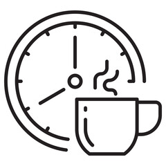 Vector of coffee with clock in linear style suitable for coffee break icon