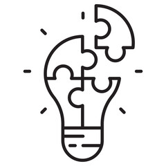 Vector of lightbulb and puzzle with linear style suitable for problem solving icon