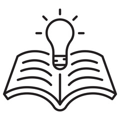 Vector of book and lightbulb with linear style suitable for knowledge icon