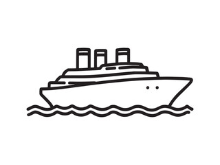 Cruise Ship vector line art