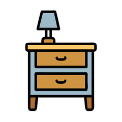 Fototapeta premium Nightstand Icon Representing Bedside Table and Bedroom Furniture
