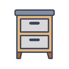 Narrow Nightstand Icon Representing Small Bedside Table and Compact Bedroom Furniture