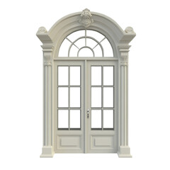 Elegant arched double door with columns and ornate details a beautiful entrance design