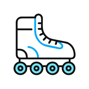 Roller Skate Icon Representing Outdoor Skating Activity and Sports Footwear