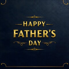Fototapeta premium Elegant Father’s Day Banner with Gold Text on Dark Blue Leather Background for Luxury Celebration