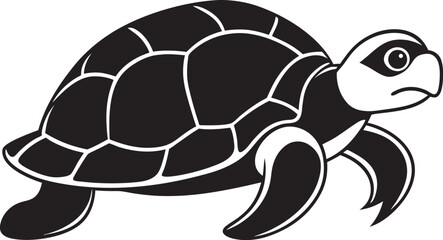 Turtle Silhouette Vector Illustration On White Background