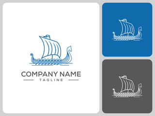 vector logo viking dragon sailing ship. logo design
