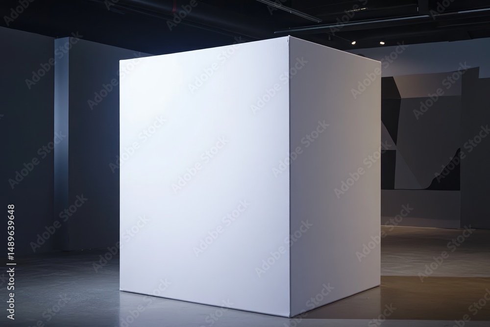 Poster empty white cube installation in gallery space