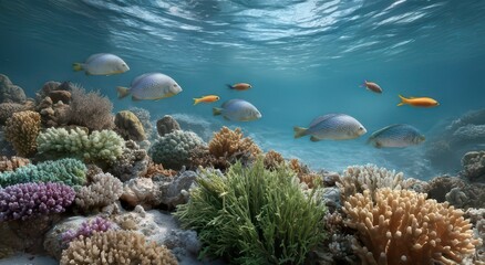 Obraz premium Vibrant Underwater Coral Reef Ecosystem