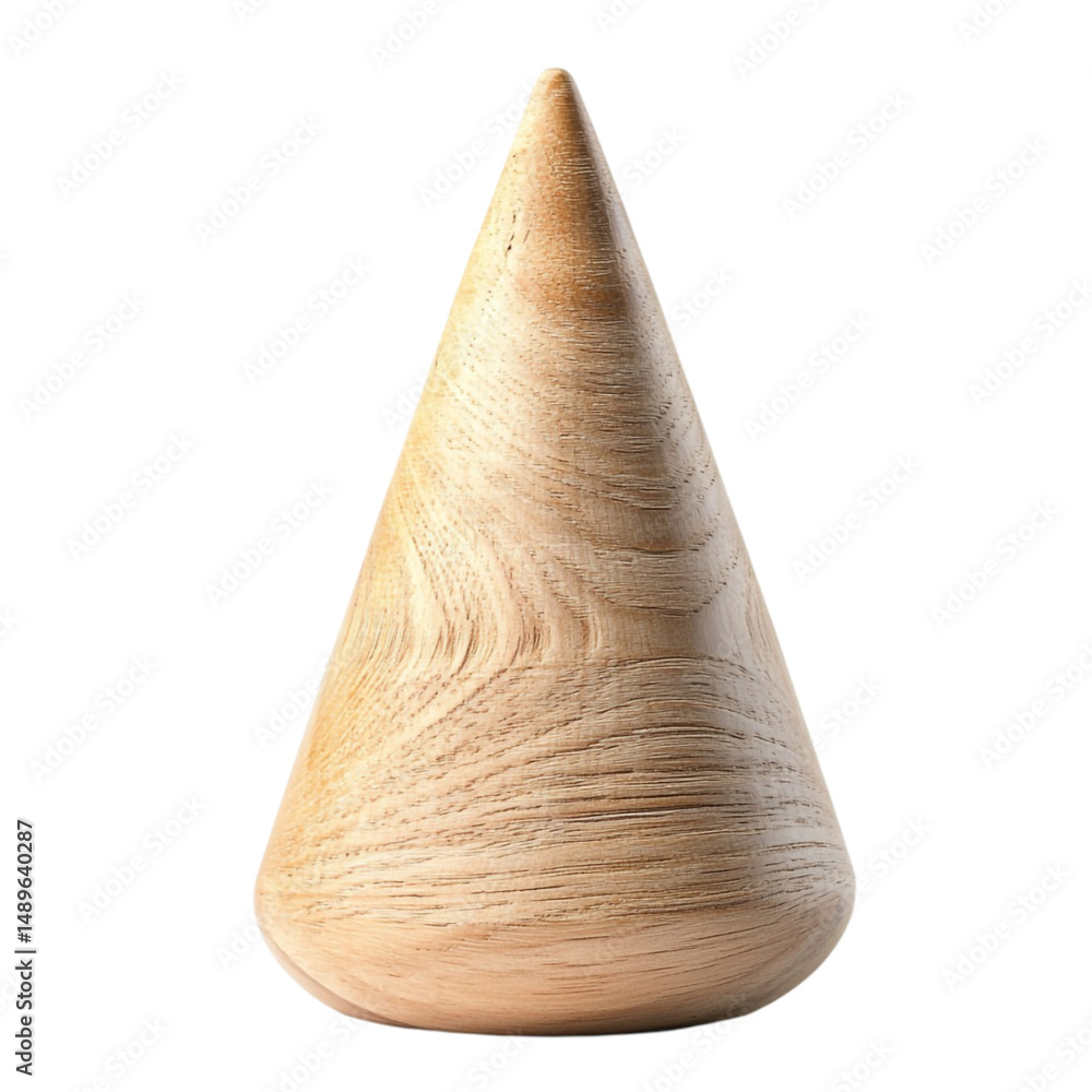 Poster light wood cone shaped object on white background simple design