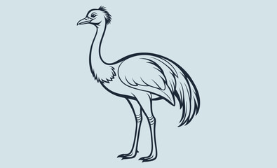 Emu bird silhouette, Emu vector illustration, Emu animal graphic, Emu shape outline, Emu profile art
