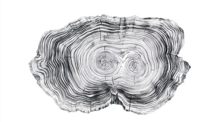 Tree slice cross-section, natural wood grain, isolated background, home decor