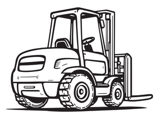 Forklift vector line art