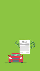 Car with a car loan form	