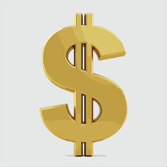 Golden color currency dollar symbol isolated on white background