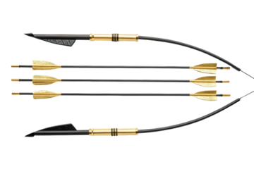PNG Set of black and gold archery arrows with detachable tips for precision shooting