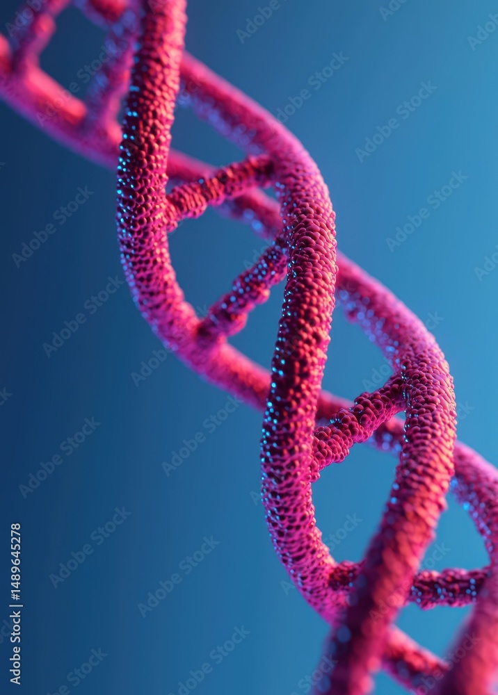 Poster close-up of vibrant dna helix structure with abstract background