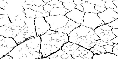 Abstract messy and distressed element for overlay.Grunge black and white crack texture background.vector