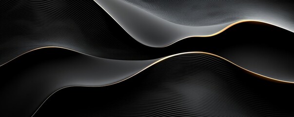 Black abstract background with curve overlap layers. Modern futuristic black geometric curve design with silver lines. Suit for cover, poster, banner